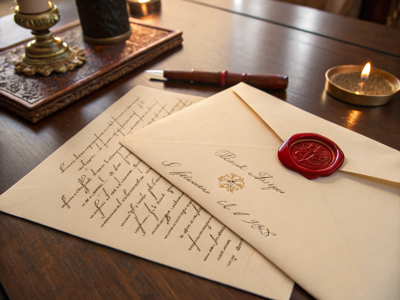 Handwritten note on cotton paper with wax seal